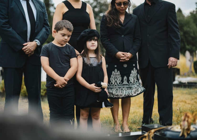 photo of mourning family