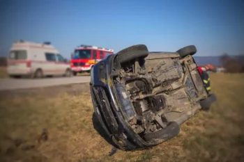 Rolled over car after an accident