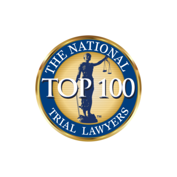 Badge for Top 100 Civil Plaintiffs - awarded to Dana Brooks by the National Trial Lawyers Association